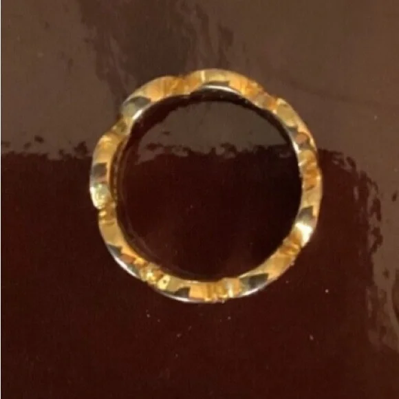 Coach Black Enamel "C" Logo Ring Size 7 EUC - Picture 2 of 3